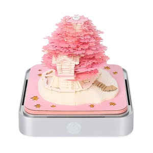 3D日历Dropshipping可用定制备忘录记事本粉色树屋樱花树设计日历3D便签3D日历 - Product Image 1