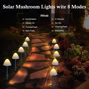 30LED Mini Mushroom Solar Lights Warm White Solar <strong>LED</strong> String Light Waterproof Solar Lights Outdoor Pathway Spike for Backyard - Product Image 5