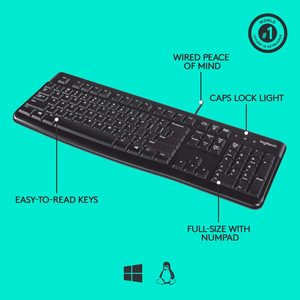 原装罗技K120有线键盘即插即用USB耐溢出耐用有线键盘 - Product Image 6
