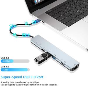 Docking Station multifunzione 8-in-1 tipo-C con interfaccia 3.0 USB HDMI3.0 PD Power Reader Rj45 scheda di rete - Product Image 5
