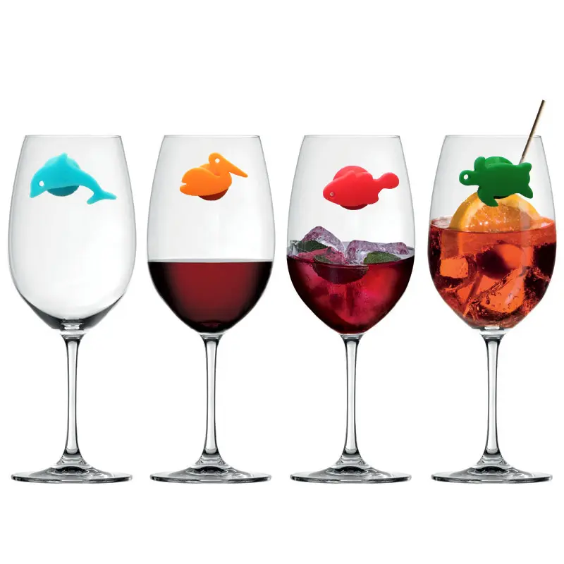 Marker Silikon clip Weinglas Marker Hot Sale Buntes Glas Bar Zubehör Für alle Standard Rotwein becher bewerben
