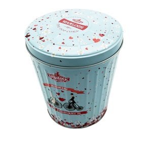 厂家直销圆形可叠放爆米花金属锡罐带盖存放方便 - Product Image 1