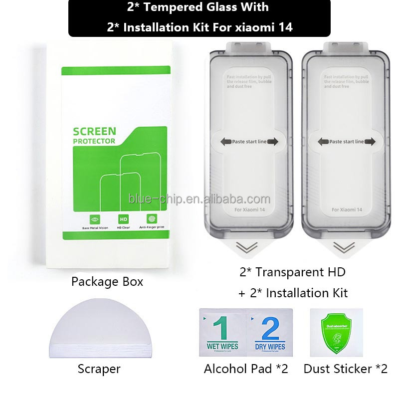 2*Pellicola HD + 2*Kit di Installazione per Xiaomi 14