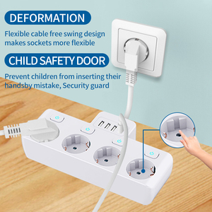 Presa di estensione portatile Multi-funzione EU 4 AC generale presa di corrente con 4 Usb e interruttore individuale - Product Image 3