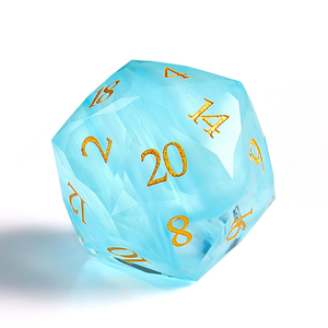Jingyuan卸売ブルージェムストーンD6 D20ダイス19mm卓上ゲームフラッシュ天然ジェムストーンダイスD & Dジェムストーンダイスセット
