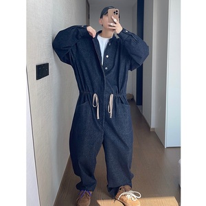 11 oz ağır Denim tek parça kot Retro bahar ilham katı desen dokuma gevşek Fit rahat tarzı tüm maç tasarım - Product Image 2