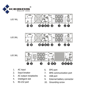 Kebos KR11 ONE 3KL-48V LiFePO4 UPS Batería 3000va 3000W UPS en línea con pantalla LCD Batería de iones de litio Fuente de alimentación de respaldo - Product Image 6