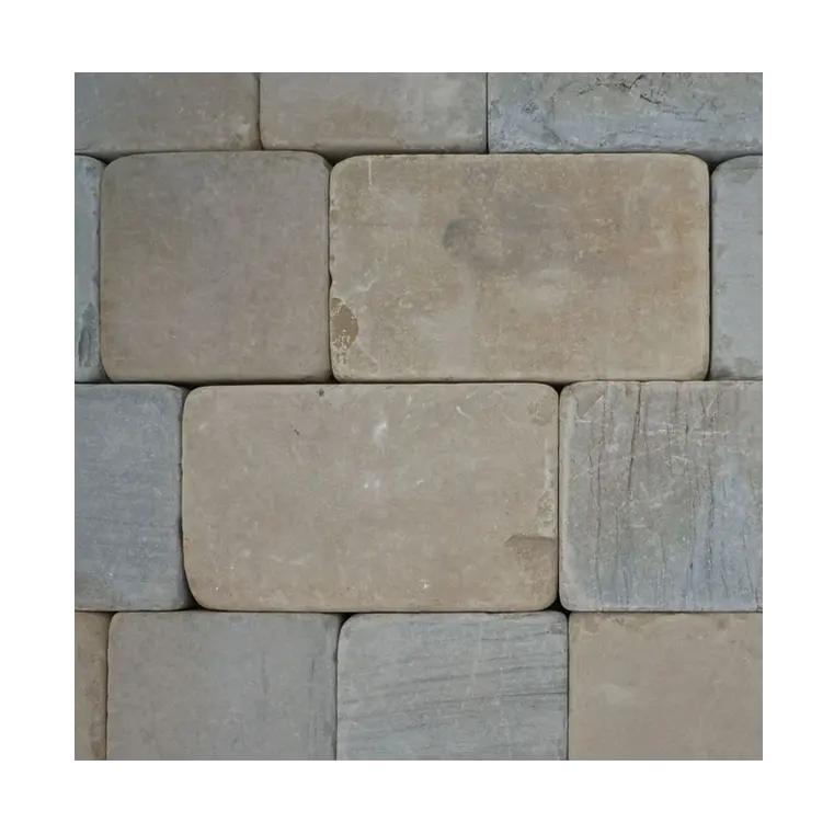 Pavimento de piedra Natural de piedra arenisca cúbica de doble Color, adoquines de piedra arenisca para jardín