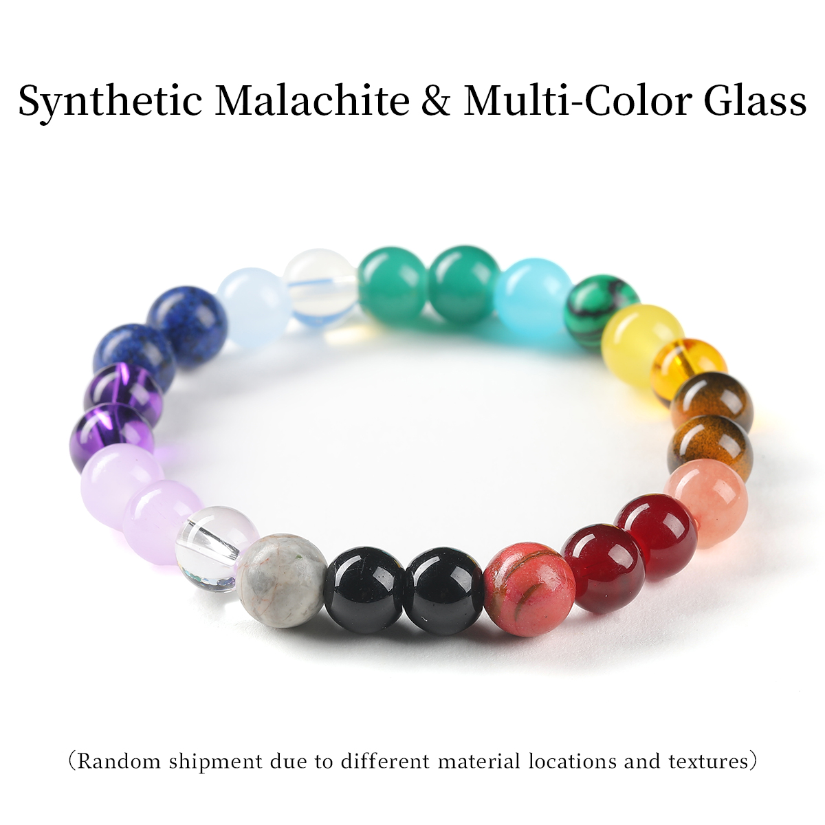Malachite synthétique et verre multicolore