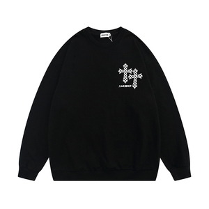 HD333秋季新款3D粉扑印花长袖连帽衫高品质圆领男式运动衫