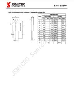 BTA41-600B BTA41-600BRG BTA41 600V BTA41-800B BTA41-800BRG BTA41-800BW BTA41-800BWRG 800V 40Aスイッチング用トライアックサイリスタ