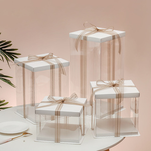 卸売誕生日結婚式<span class=keywords><strong>10x10x10</strong></span>プラスチック透明使い捨てケーキボックス