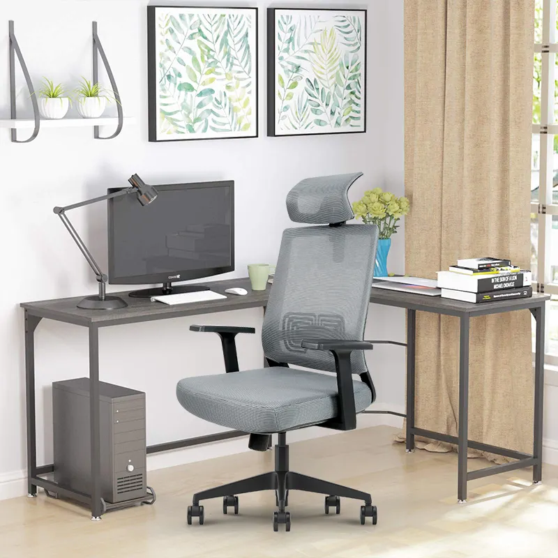 Cadeira de escritório ergonômica com elevador de design moderno, encosto de cabeça ajustável, tecido de malha giratório confortável, amostra grátis CEO Task