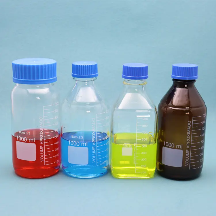 Cristalería de laboratorio-Alto borosilicato 150ml 250ml 500ml Botella de reactivo de vidrio de 1000ml, botella mediana