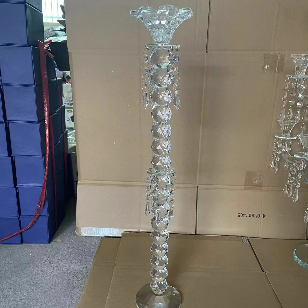 Candelabro de cristal moderno de lujo, candelabro de mesa de boda romántico, centros de mesa, candelabro de tallo largo