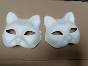 Fabrika malzemeleri beyaz el yapımı boş kağıt yarım yüz seksi kedi maskeli maske kostüm parti maskesi - Product Image 6