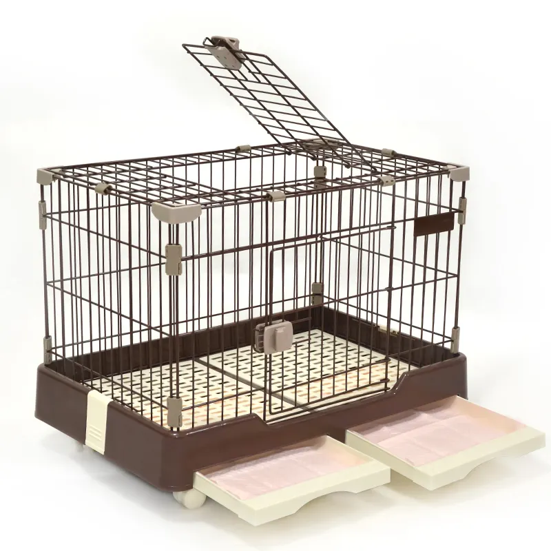 Đôi Cửa Dây Gấp Dog Crate Cage Chuyên Nghiệp Thanh Lịch Kim Loại Chó Kennel Động Vật Lớn Pappy Nhà Lồng
