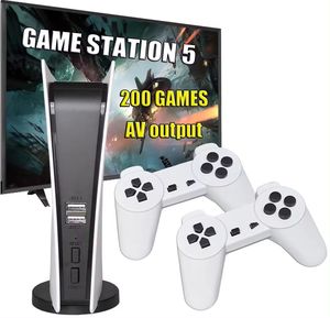 ホットGS5TVゲームコンソール8ビットゲームボックス、200クラシックAV出力GS5レトロビデオミニゲームステーション、デュアルワイヤードコントローラー付き