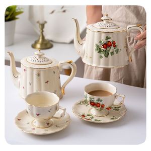2024 Hot Sale Luxury British Golden Rim Fancy Coffee Tea <strong>Cup</strong> and Saucer Set Ceramic Customization - Product Image 4