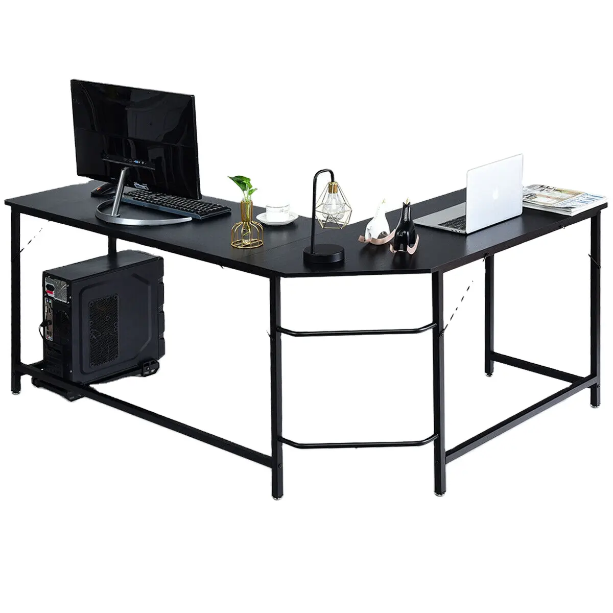 Новейший дизайн, современный бестселлер, простой металлический домашний офисный угловой менеджер компьютерный игровой стол L-типа, деревянный стол для ноутбука