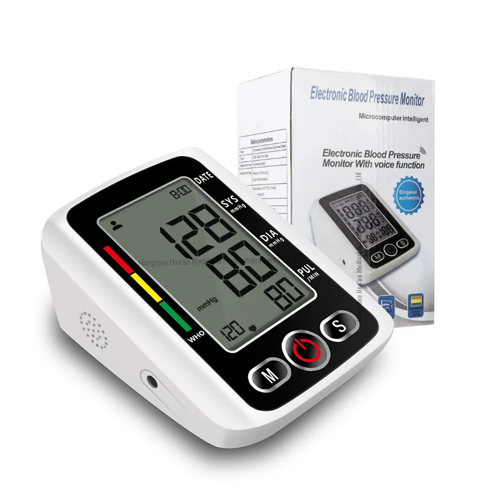 צג קול קריאת שרוול ציוד רפואי אלקטרוני זרוע עליונה BP דיגיטלי צג מכונת ספוגמומומונומטר לחץ דם