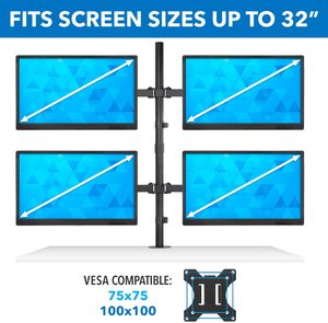 מתכוונן לגובה 360 סיבוב סיבוב 90 מעמד הטיה הר 13"-27" מסך מחשב רבע 4 זרועות מצג VESA מעמד מעמד