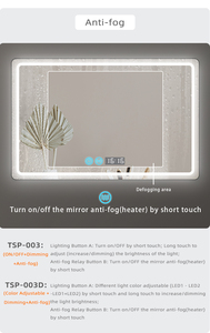 Reloj de tiempo Pantalla de temperatura 12V1A 12W LED Inteligente Doble llave Desempañador Dimmer Control Sensor táctil Interruptor para espejo de baño - Product Image 6