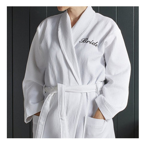 Custom Logo Quick-Drying White Cotton Hotel Long Kimono Robe Women <strong>Cusum</strong> Logo Fluffy Robe