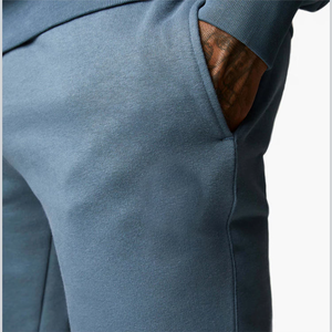 2024高品质定制标志运动服纯棉平纹慢跑运动服套装男士圆领运动服