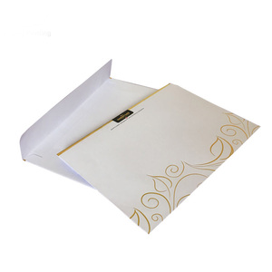 Customized C5 <strong>White</strong> Paper Gift Envelopes with <strong>Gold</strong> Logo Clear PVC Window Fancy Offset Cardboard Bag - Product Image 1