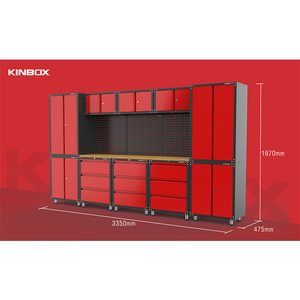 Kinbox ระบบจัดเก็บของในโรงรถสำหรับงานหนัก14ชิ้นตู้เครื่องมือทำงานโลหะพร้อมรถเข็นกลิ้งและล็อกเกอร์ - Product Image 3