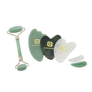 Gül kuvars yüz masajı ve Gua Sha masaj kiti kristal taş guguyüz güzellik aracı özel Logo yeşim rulo ve Gua Sha seti - Product Image 1