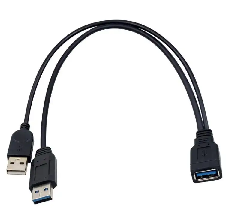 30cm USB 3.0 Female to Dual USB Male 1 to 2 Sync Data Charging Converter Y Extension Cable Cord for PC/Car/TV/PS4/laptop