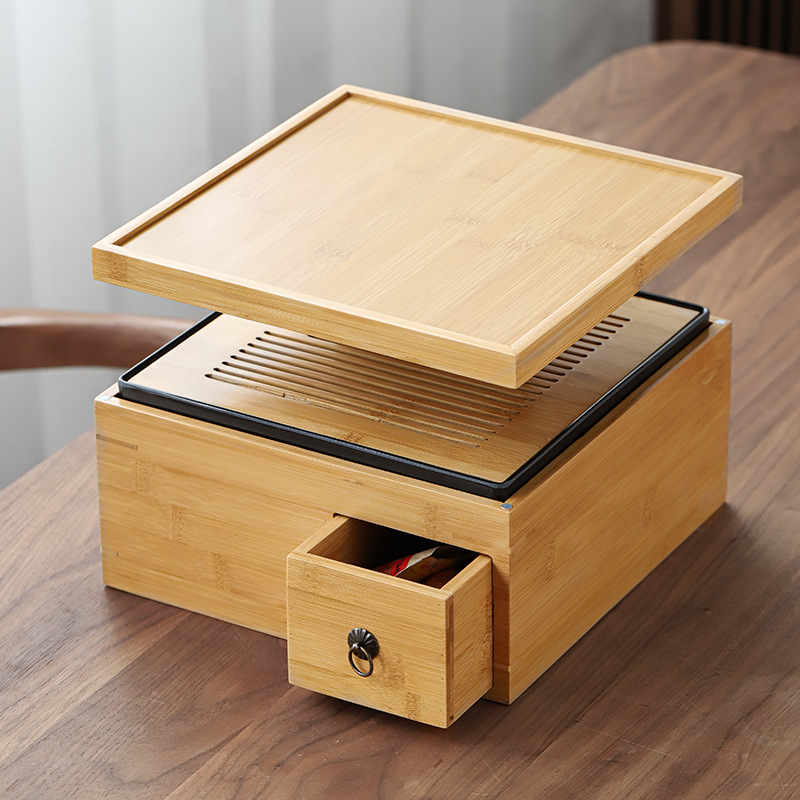 Square tea tray - natural bamboo color