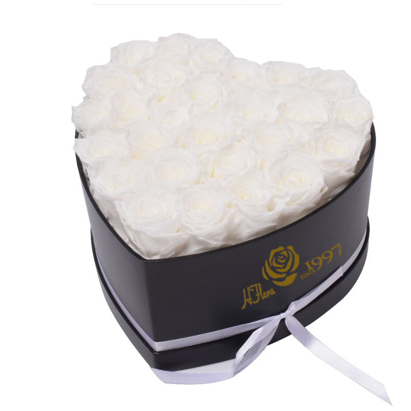 27 rosas en caja de corazón