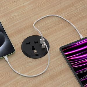 Universal Office Round Power Einbau 20W USB Schreibtisch Tülle Steckdose Eingebettete Möbel Multi Plug Desktop-Buchse