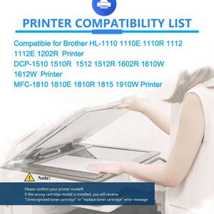 TN1060 Toner kartuşları tedarikçi Brother HL-1110 <span class=keywords><strong>DCP</strong></span>-1510 MFC-1810 TN1075 TN1030 TN1050 yazıcı Toner kartuşları için uyumlu