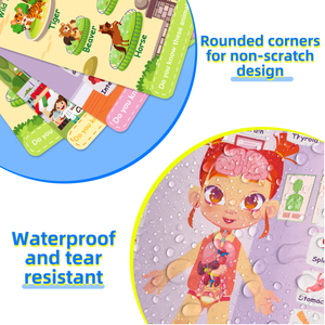 每套4张卡通教育海报防水抗撕裂儿童学习身体职业和动物 - Product Image 5
