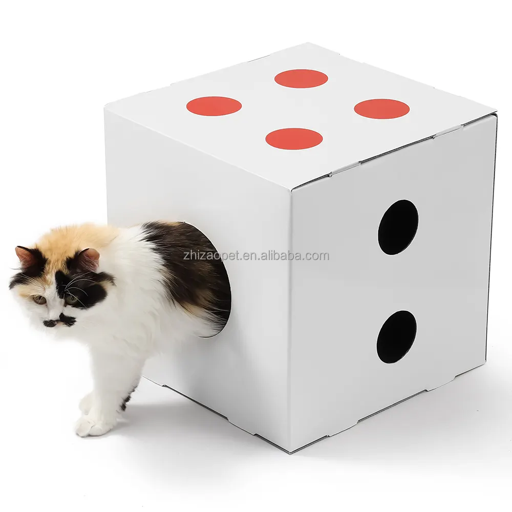 2024 ז'יזאו קרטון חתול בית מגרד חתול מחסה מרובע קטן אחסון מקורה מתקפל בית מגרד חתולים מעוצב