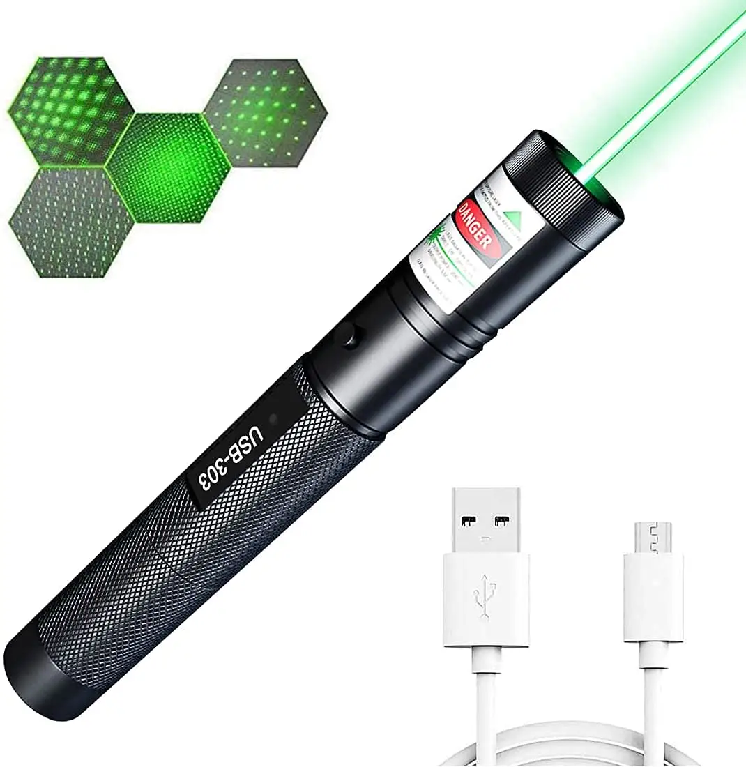 Puntero láser LED multifuncional de alta potencia verde, linterna láser portátil con carga USB para enseñar a los amantes de la astronomía al aire libre
