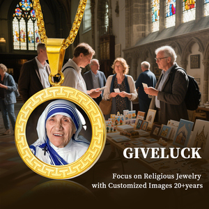 Giveluck Christian T-Bar thép không gỉ 18K mạ vàng Vòng cổ tùy chỉnh mặt duy nhất lòng từ bi Hòa Bình đồ trang sức quà tặng - Product Image 6