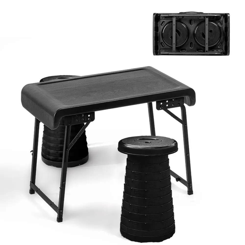 Juego de mesa de altura ajustable ligera y taburete plegable, silla plegable para senderismo, Camping, barbacoa, Picnic, uso en la playa