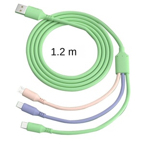 Three-in-One Fast Charging Data Line 3A Android &amp; for <strong>Apple</strong> (Type-C &amp; Liquid Silicone) for Mobile Phone One-Drag 1.2 Charger - Product Image 2