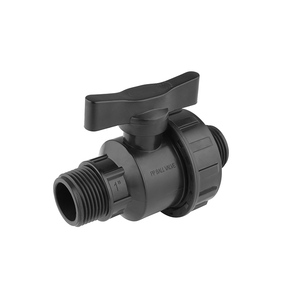 PP HDPE boru sıkıştırma parçaları PN16 basınç çift erkek dişli tek üç yolu plastik küresel vana sulama için - Product Image 3