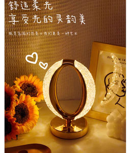 现代3色可调光圆形水晶发光二极管台灯触摸控制台灯，带DC 5v充电电源铁体 - Product Image 3