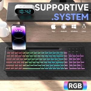 Compacto óptico RGB retroiluminado 2,4G & BT1 + BT2 Teclado para juegos de modo dual Membrana USB ABS para computadoras portátiles Nuevo estilo de tableta - Product Image 6
