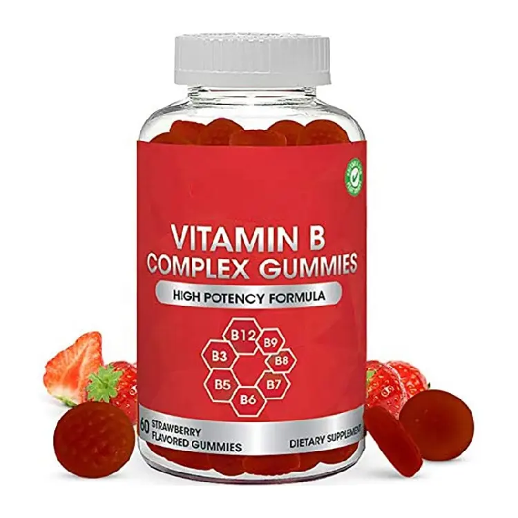 Integratore complesso di vitamina B dietetico vegano con acido folico per il sistema nervoso energetico supporta l'immunità Multi-vitamina Gummies talets