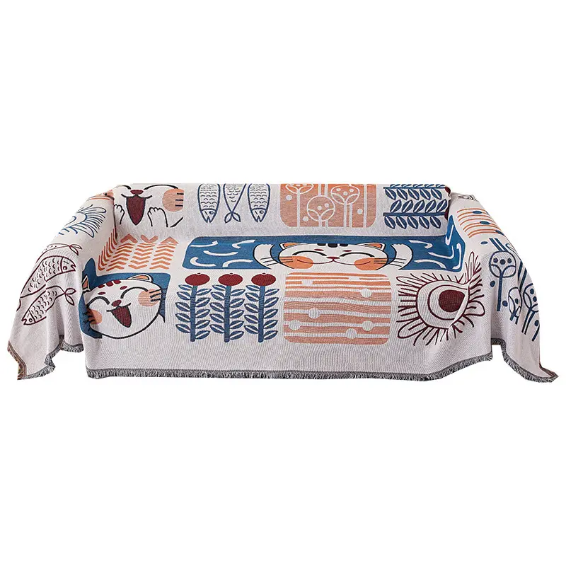 Manta de hilo tejido Jacquard, sofá de lino y algodón personalizado