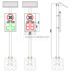 Năng lượng mặt trời Powered <span class=keywords><strong>LED</strong></span> biển báo giao thông Board 2-chữ số 10-99 hiển thị màu kép Radar Tốc Độ Đăng 900 mét - Product Image 2