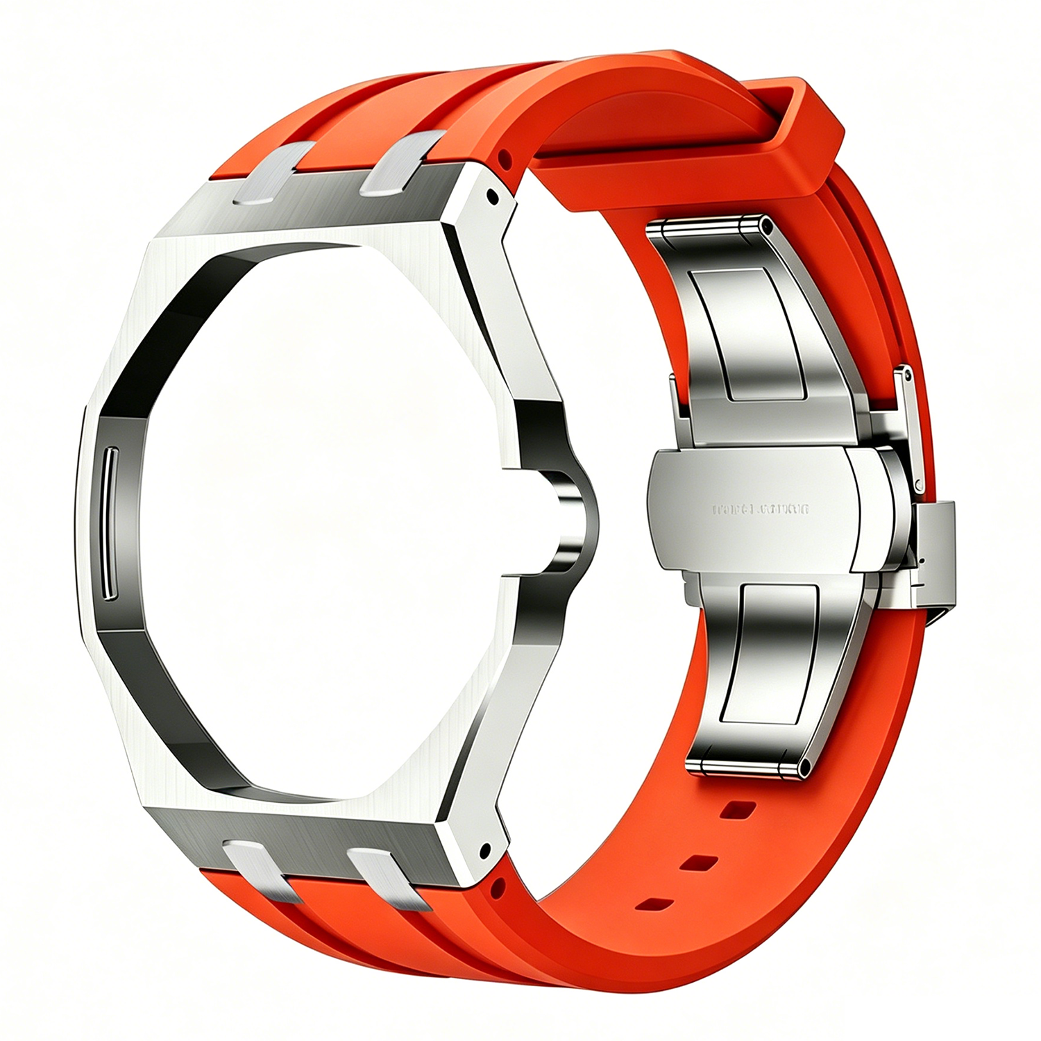 Silver- orange-3 o clock crown